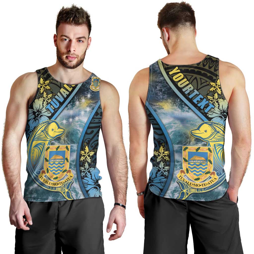 Personalised Tuvalu Men Tank Top Dolphin On The Waves DT05 - Polynesian Pride