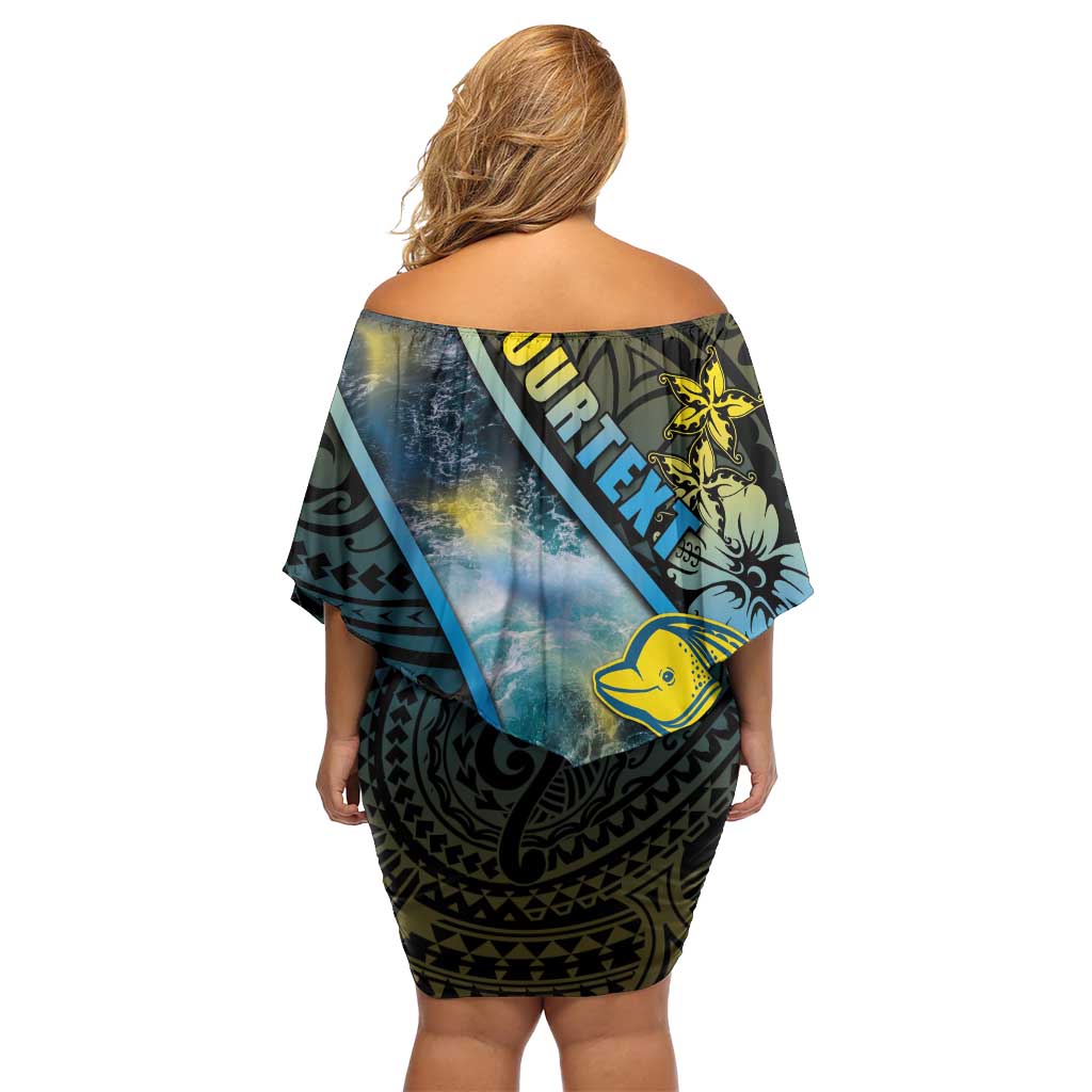 Personalised Tuvalu Off Shoulder Short Dress Dolphin On The Waves