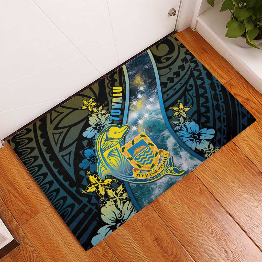 Tuvalu Rubber Doormat Dolphin On The Waves DT05 - Polynesian Pride