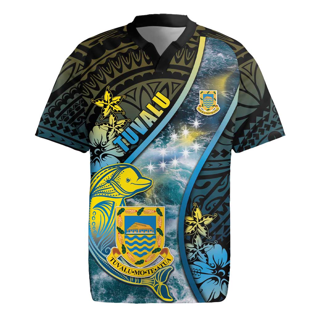 Personalised Tuvalu Rugby Jersey Dolphin On The Waves