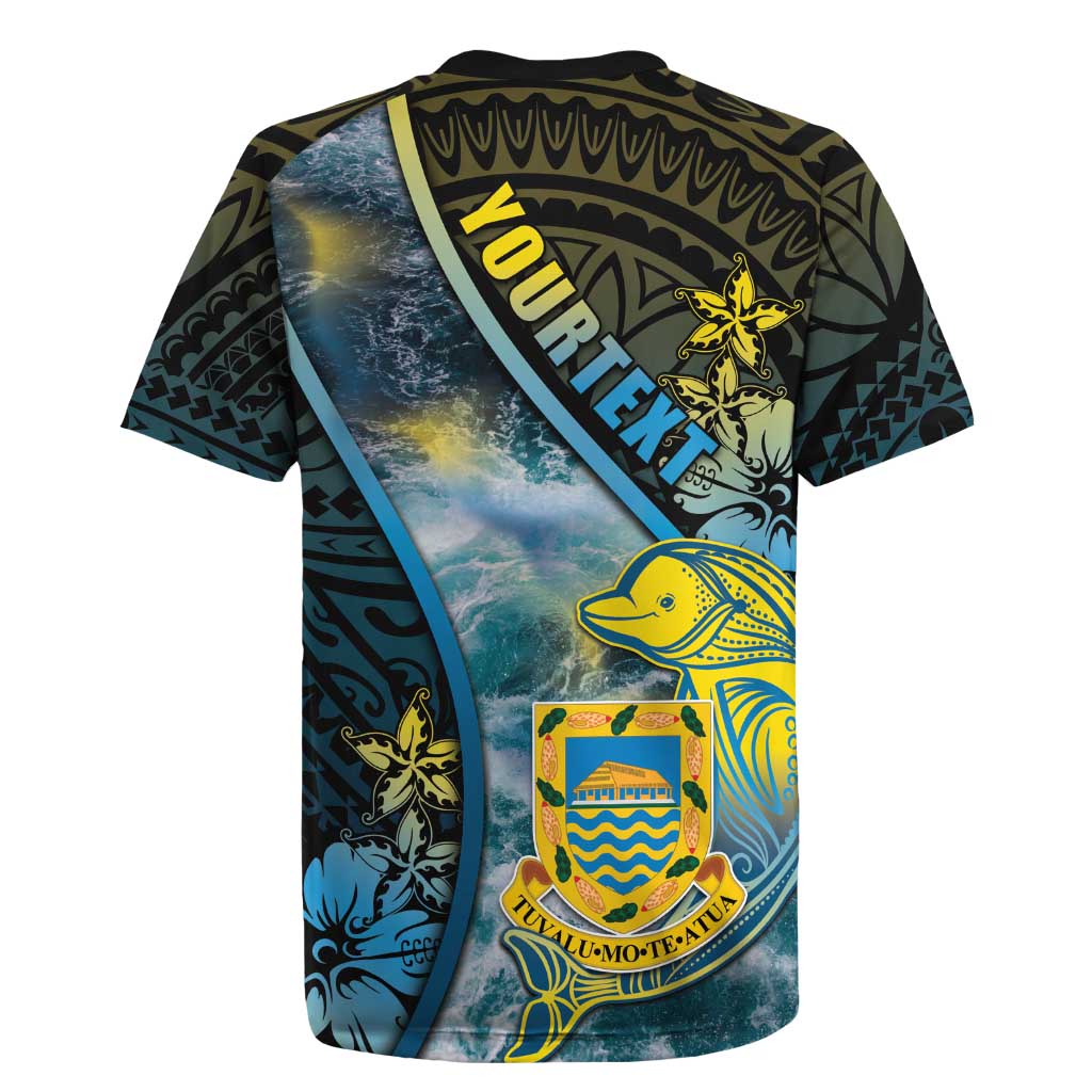 Personalised Tuvalu Rugby Jersey Dolphin On The Waves