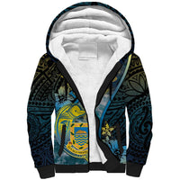 Personalised Tuvalu Sherpa Hoodie Dolphin On The Waves DT05 Unisex Blue - Polynesian Pride