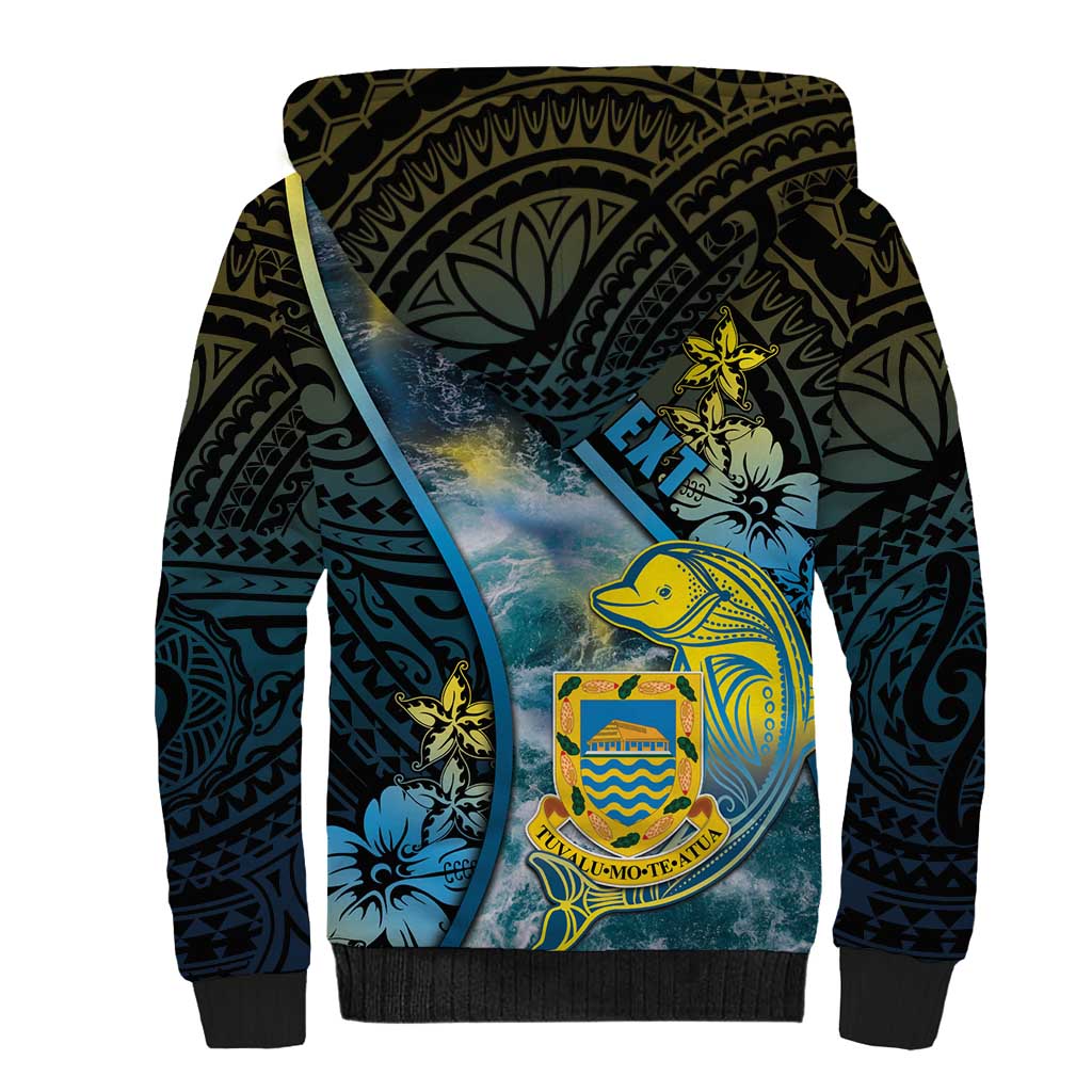 Personalised Tuvalu Sherpa Hoodie Dolphin On The Waves DT05 - Polynesian Pride