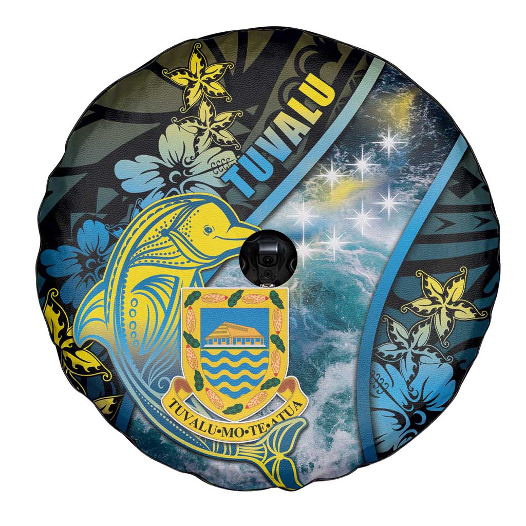 Tuvalu Spare Tire Cover Dolphin On The Waves