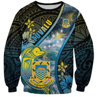 Personalised Tuvalu Sweatshirt Dolphin On The Waves DT05 Unisex Blue - Polynesian Pride
