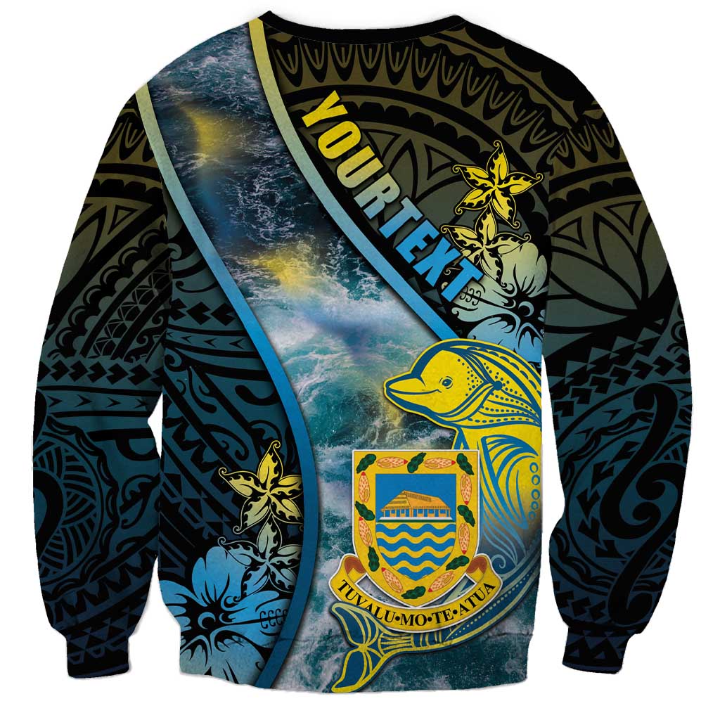 Personalised Tuvalu Sweatshirt Dolphin On The Waves DT05 - Polynesian Pride