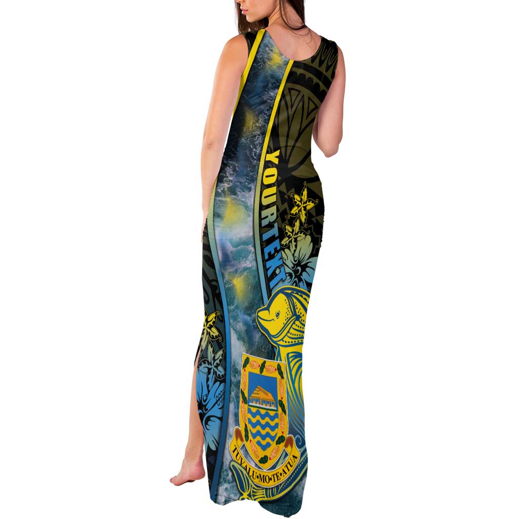 Personalised Tuvalu Tank Maxi Dress Dolphin On The Waves