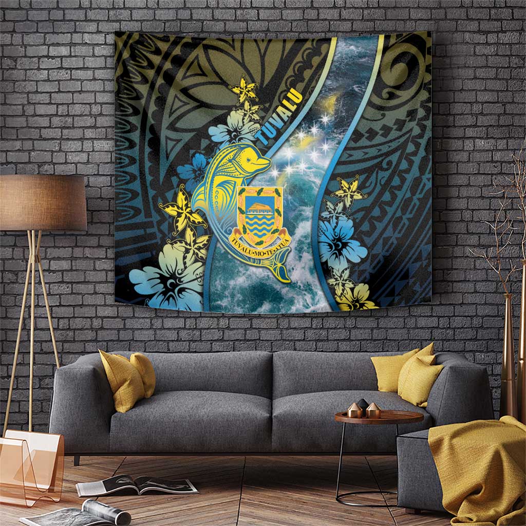 Tuvalu Tapestry Dolphin On The Waves