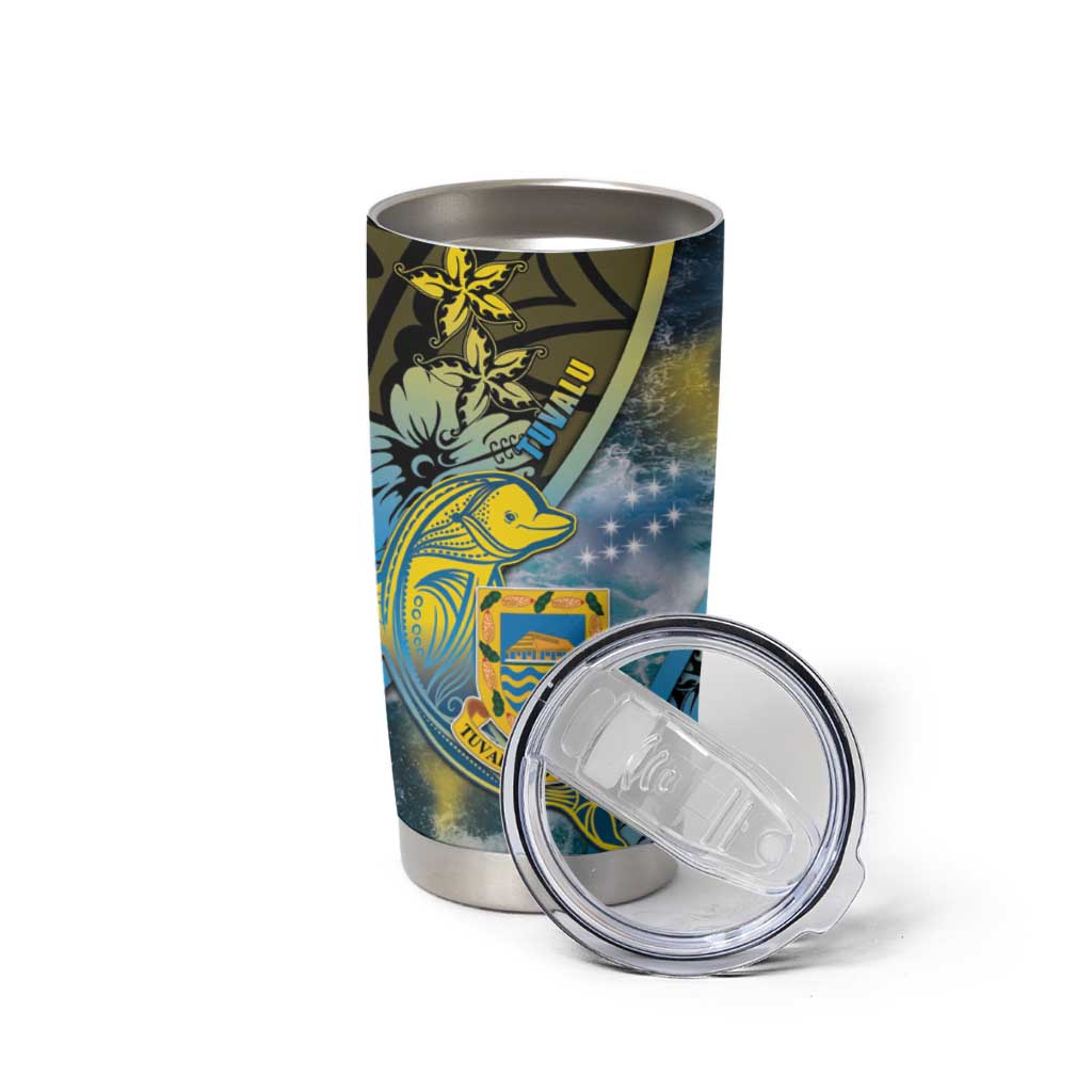 Personalised Tuvalu Tumbler Cup Dolphin On The Waves