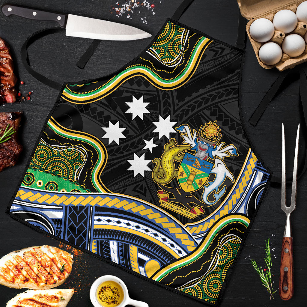 South Sea Islanders And Solomon Islands Apron Solomons Coat Of Arms And Southern Cross DT05 Black - Polynesian Pride