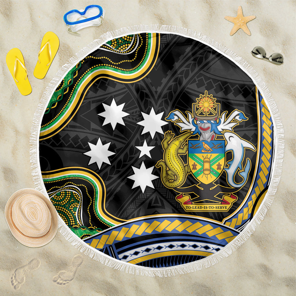 South Sea Islanders And Solomon Islands Beach Blanket Solomons Coat Of Arms And Southern Cross DT05 One Size 150cm Black - Polynesian Pride