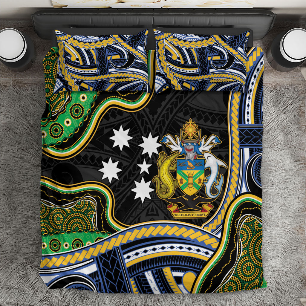 South Sea Islanders And Solomon Islands Bedding Set Solomons Coat Of Arms And Southern Cross DT05 Black - Polynesian Pride