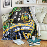 South Sea Islanders And Solomon Islands Blanket Solomons Coat Of Arms And Southern Cross DT05 Black - Polynesian Pride