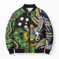 South Sea Islanders And Solomon Islands Bomber Puffer Jacket Solomons Coat Of Arms And Southern Cross DT05 Unisex Black - Polynesian Pride