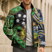 South Sea Islanders And Solomon Islands Bomber Puffer Jacket Solomons Coat Of Arms And Southern Cross DT05 - Polynesian Pride