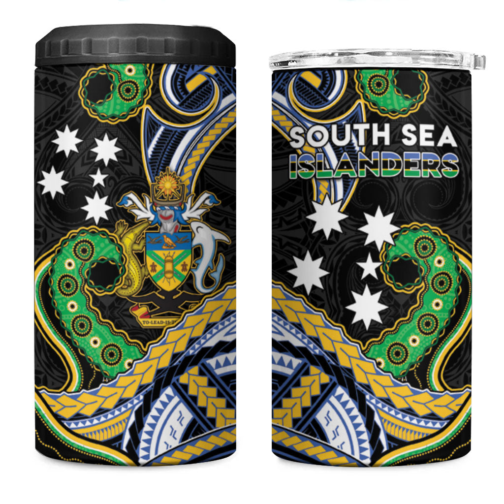 South Sea Islanders And Solomon Islands 4 in 1 Can Cooler Tumbler Solomons Coat Of Arms And Southern Cross DT05 One Size: 16 oz Black - Polynesian Pride