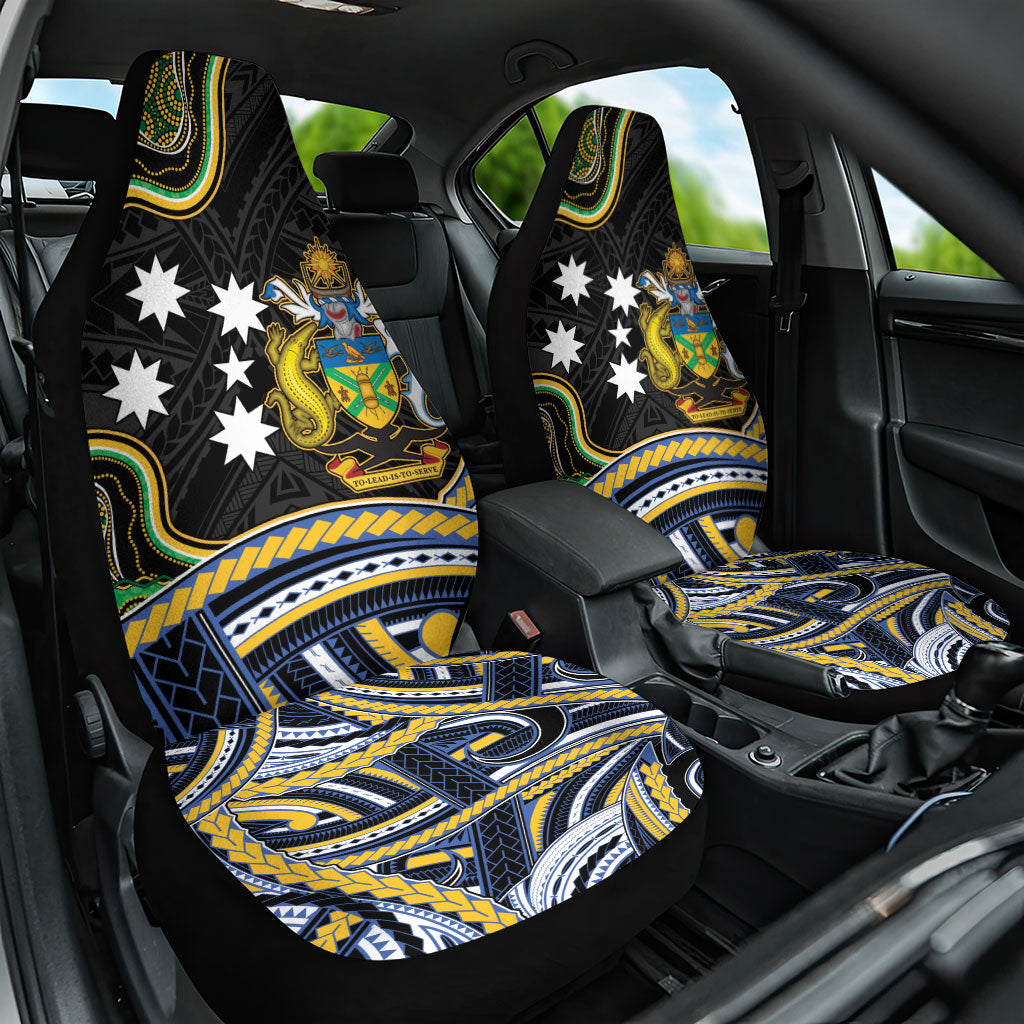 South Sea Islanders And Solomon Islands Car Seat Cover Solomons Coat Of Arms And Southern Cross DT05 One Size Black - Polynesian Pride