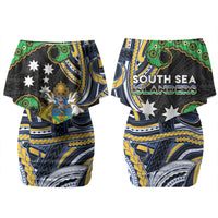 South Sea Islanders And Solomon Islands Couples Matching Off Shoulder Short Dress and Hawaiian Shirt Solomons Coat Of Arms And Southern Cross DT05 - Polynesian Pride