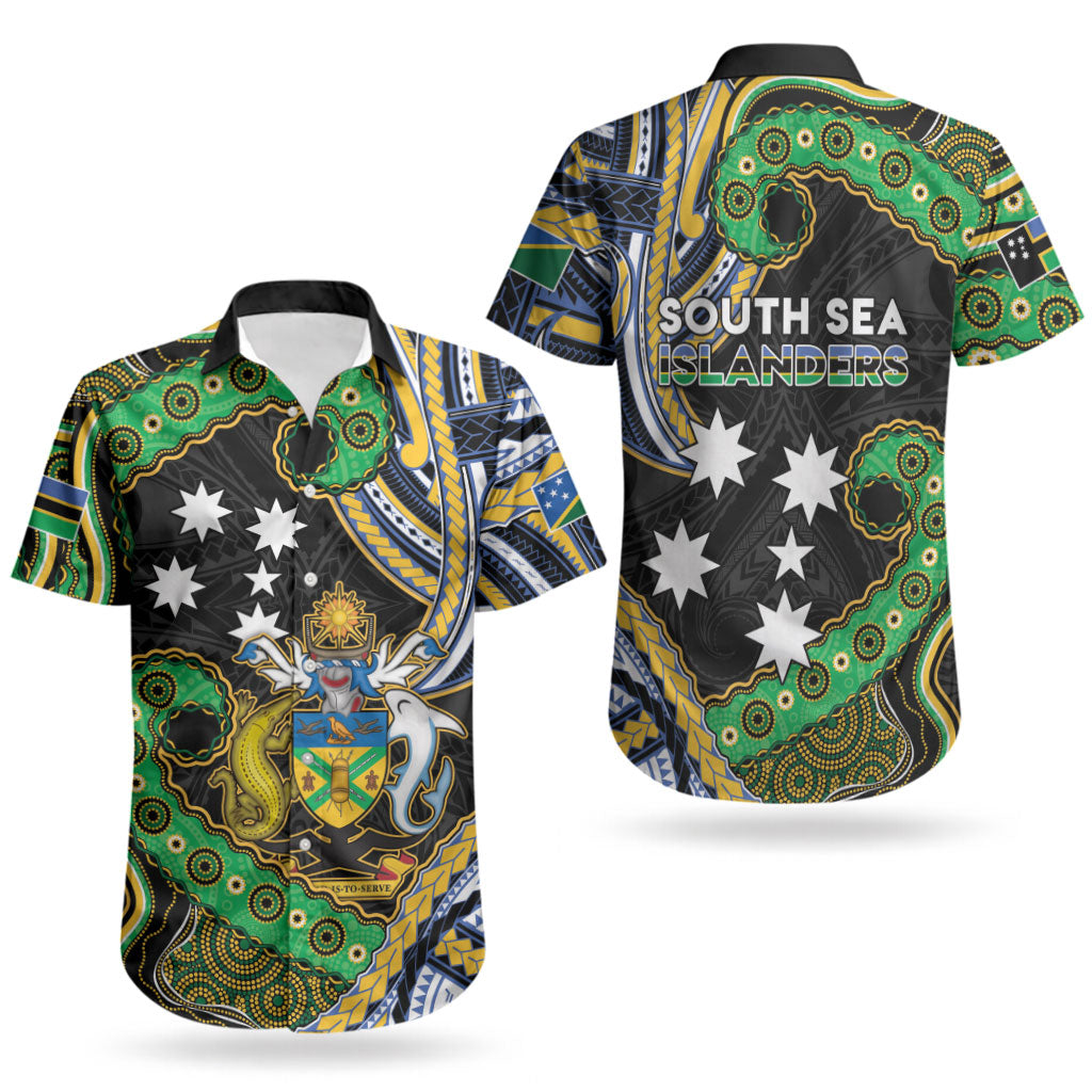 South Sea Islanders And Solomon Islands Couples Matching Tank Maxi Dress and Hawaiian Shirt Solomons Coat Of Arms And Southern Cross DT05 - Polynesian Pride