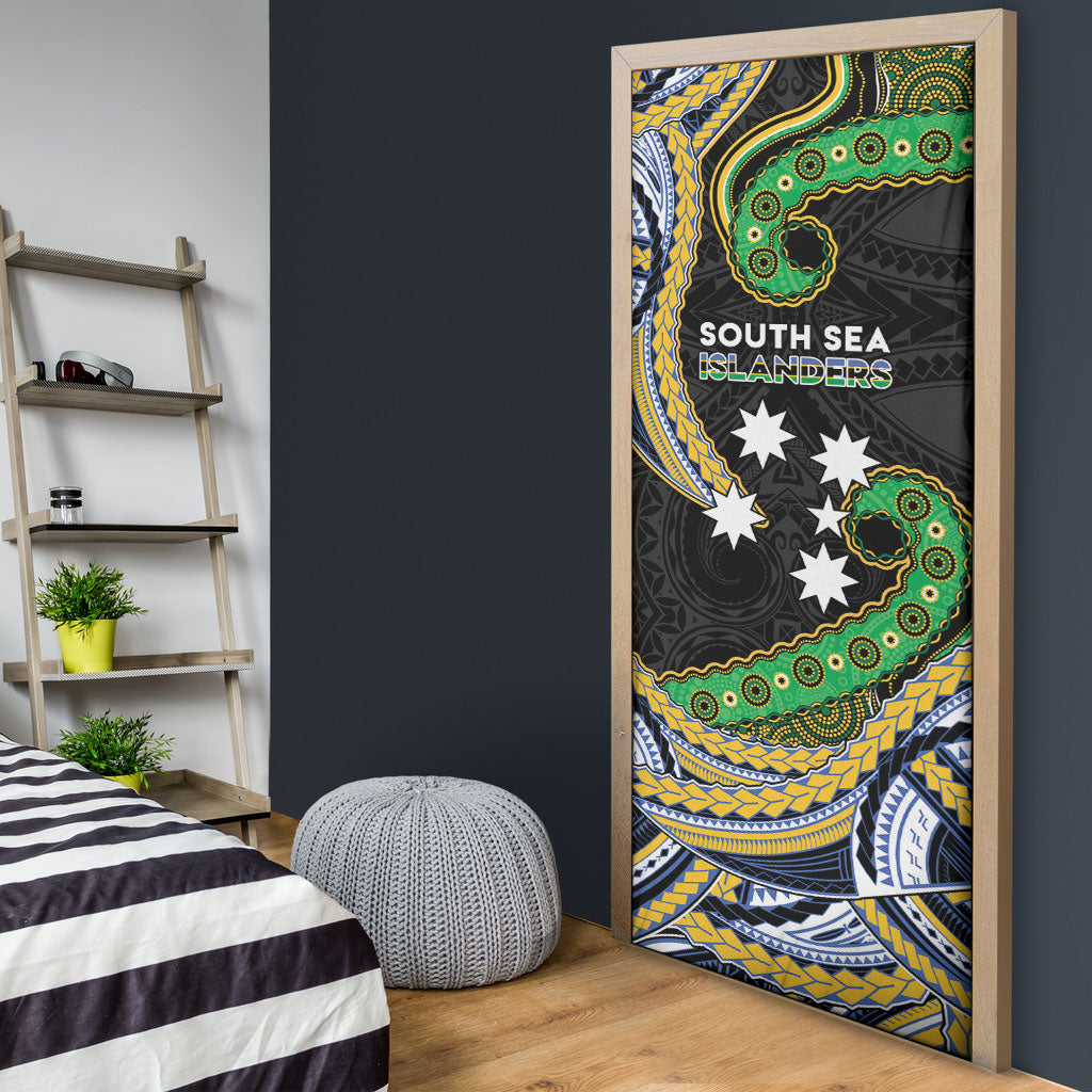 South Sea Islanders And Solomon Islands Door Cover Solomons Coat Of Arms And Southern Cross DT05 - Polynesian Pride