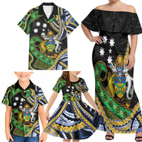 South Sea Islanders And Solomon Islands Family Matching Off Shoulder Maxi Dress and Hawaiian Shirt Solomons Coat Of Arms And Southern Cross DT05 - Polynesian Pride