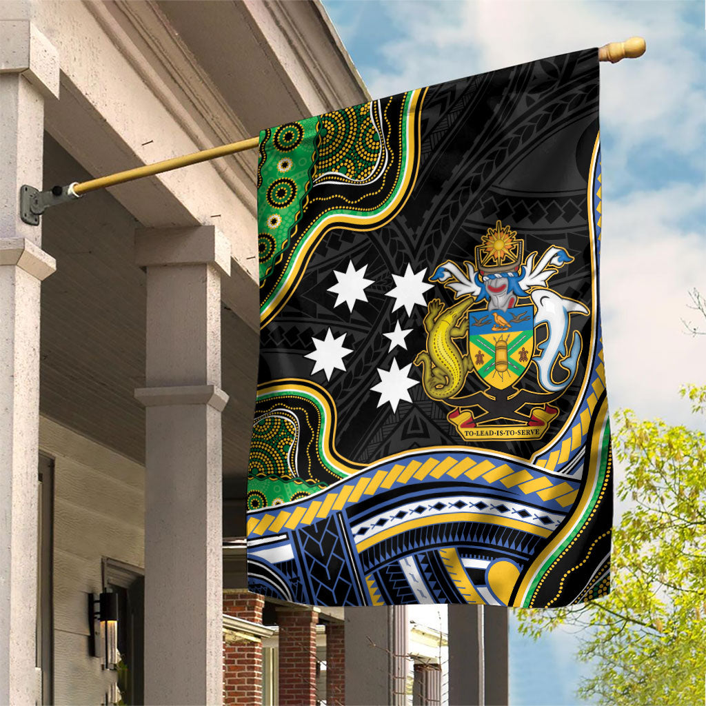 South Sea Islanders And Solomon Islands Garden Flag Solomons Coat Of Arms And Southern Cross DT05 House Flag Black - Polynesian Pride