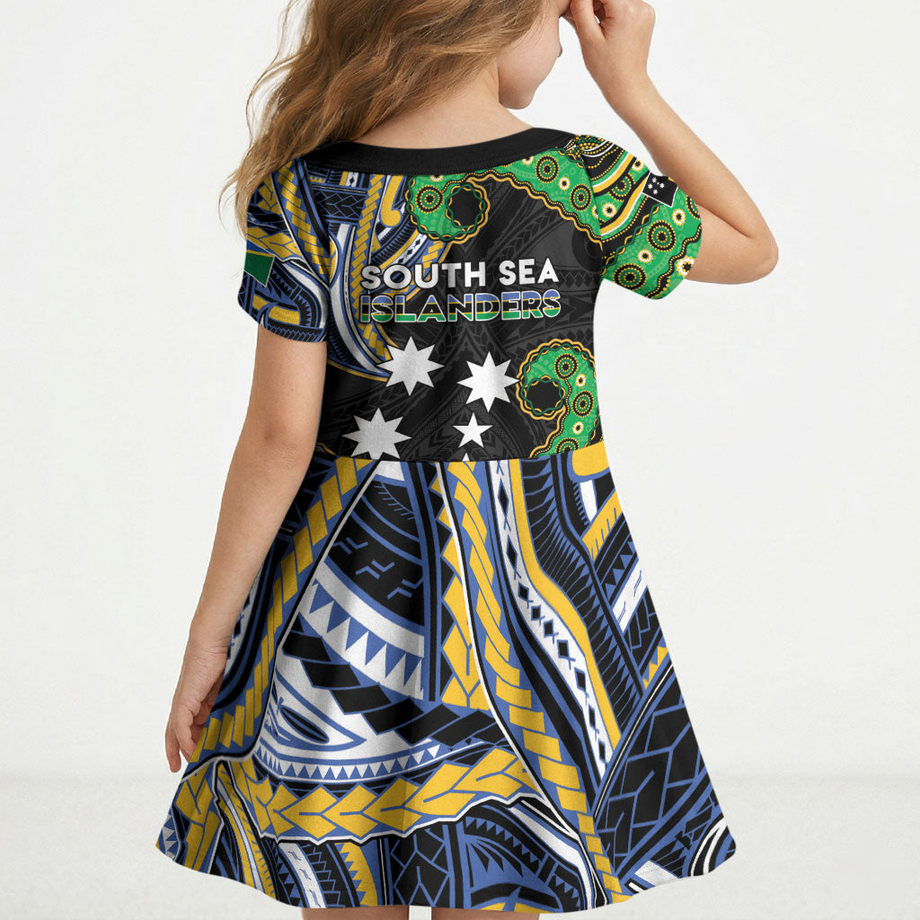 South Sea Islanders And Solomon Islands Kid Short Sleeve Dress Solomons Coat Of Arms And Southern Cross DT05 - Polynesian Pride