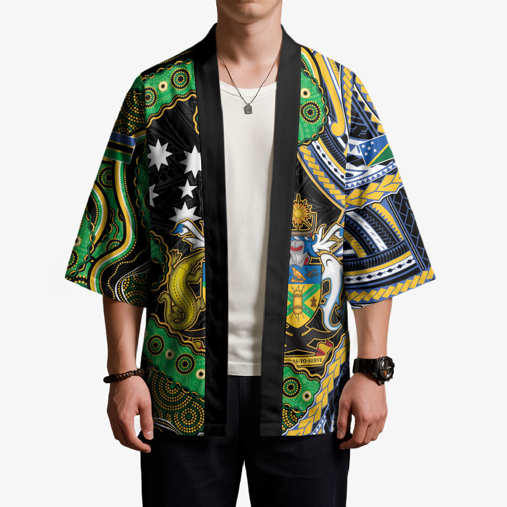 South Sea Islanders And Solomon Islands Kimono Solomons Coat Of Arms And Southern Cross DT05 - Polynesian Pride