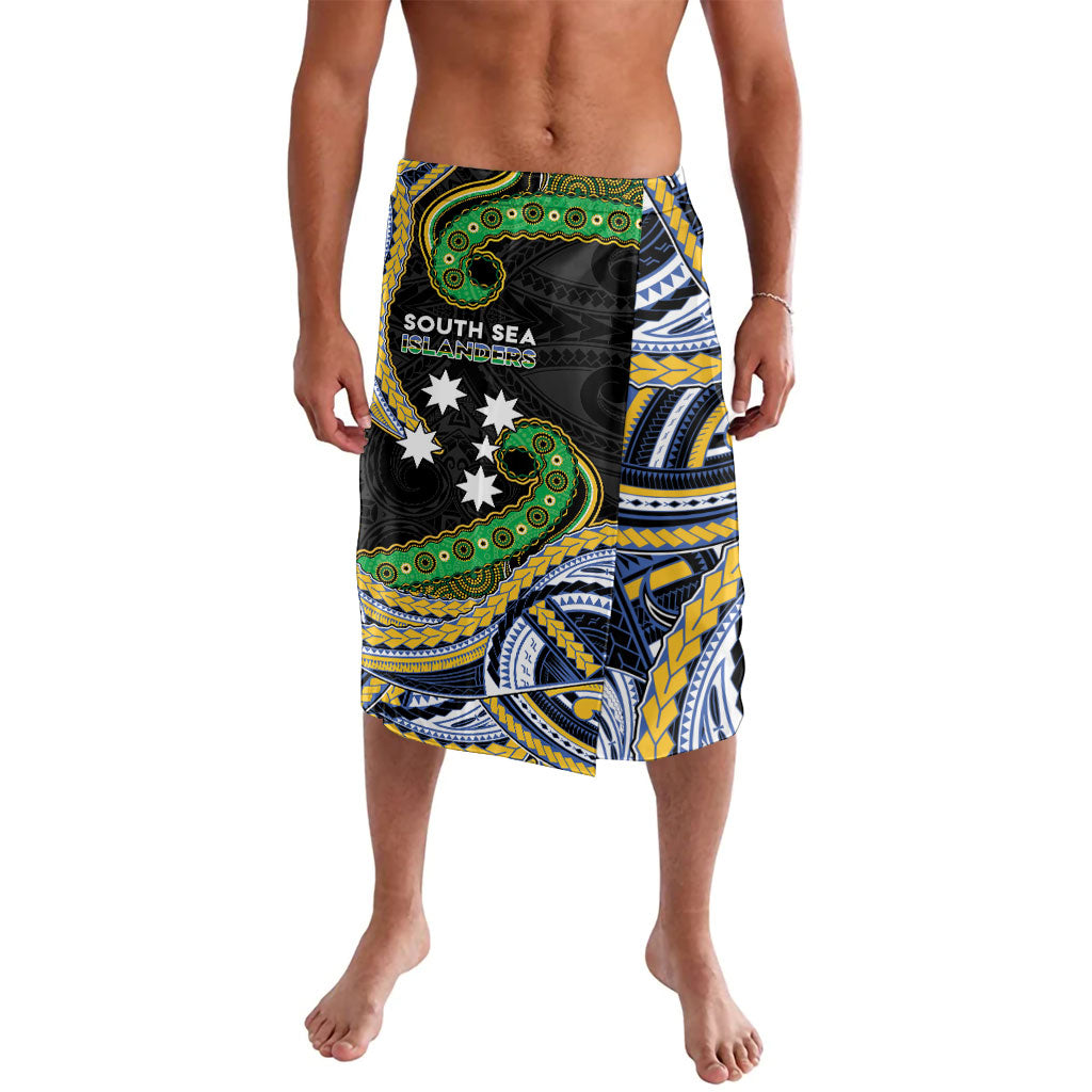South Sea Islanders And Solomon Islands Lavalava Solomons Coat Of Arms And Southern Cross DT05 Black - Polynesian Pride