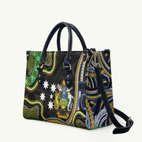 South Sea Islanders And Solomon Islands Leather Bag Solomons Coat Of Arms And Southern Cross DT05 Black - Polynesian Pride