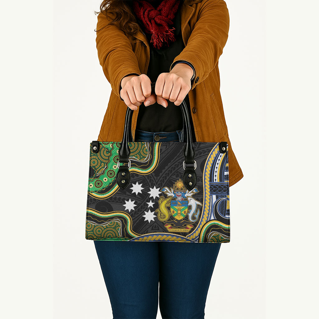 South Sea Islanders And Solomon Islands Leather Bag Solomons Coat Of Arms And Southern Cross DT05 - Polynesian Pride