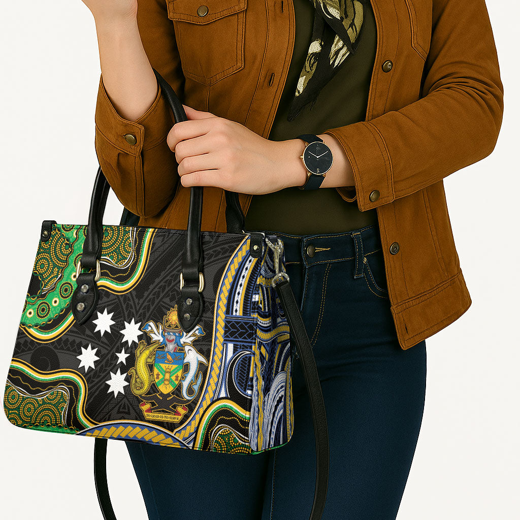South Sea Islanders And Solomon Islands Leather Bag Solomons Coat Of Arms And Southern Cross DT05 - Polynesian Pride