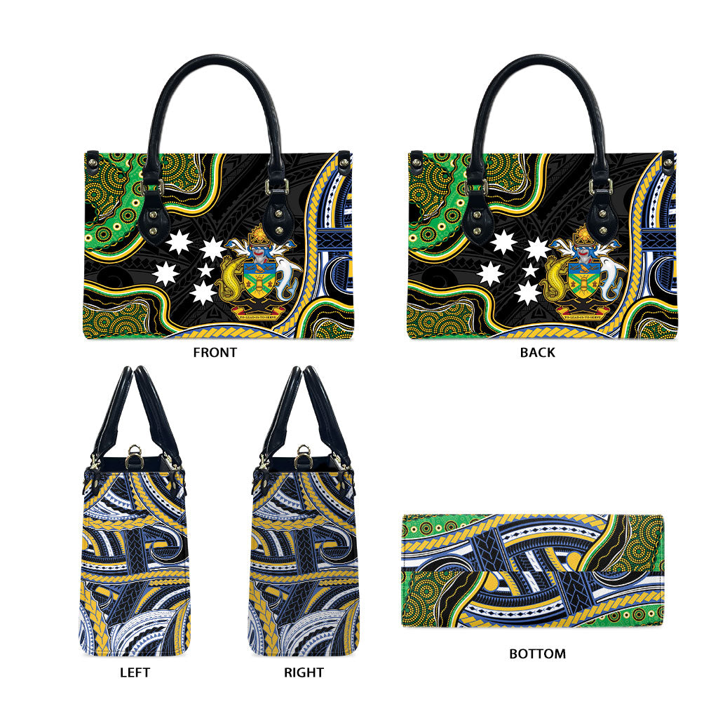 South Sea Islanders And Solomon Islands Leather Bag Solomons Coat Of Arms And Southern Cross DT05 - Polynesian Pride