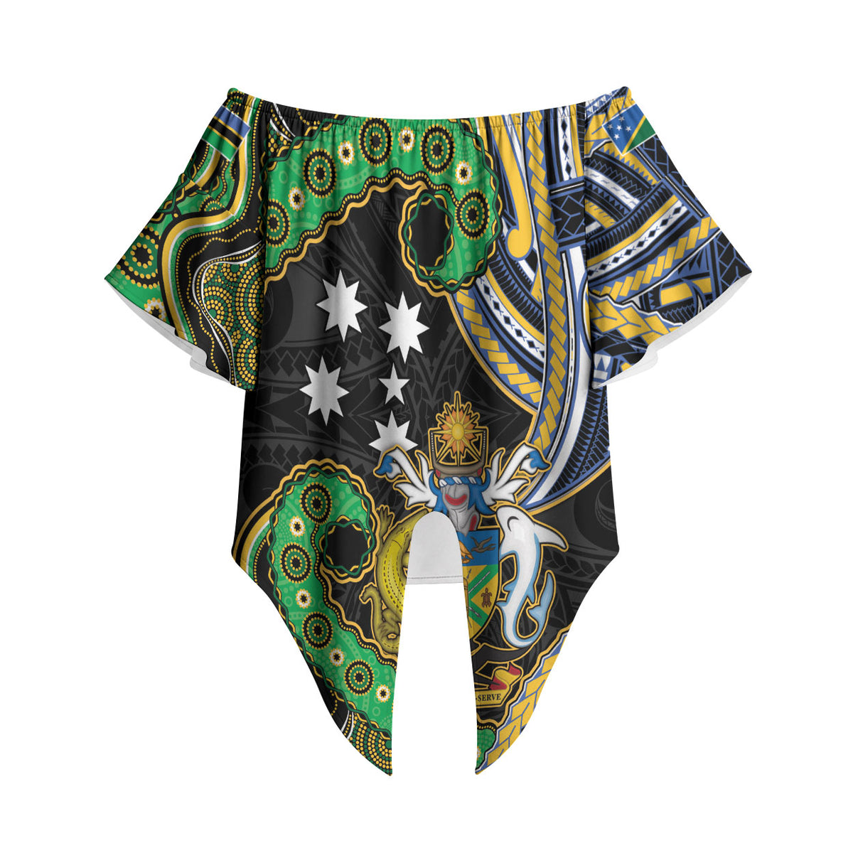South Sea Islanders And Solomon Islands Off Shoulder Wrap Waist Top Solomons Coat Of Arms And Southern Cross DT05 - Polynesian Pride