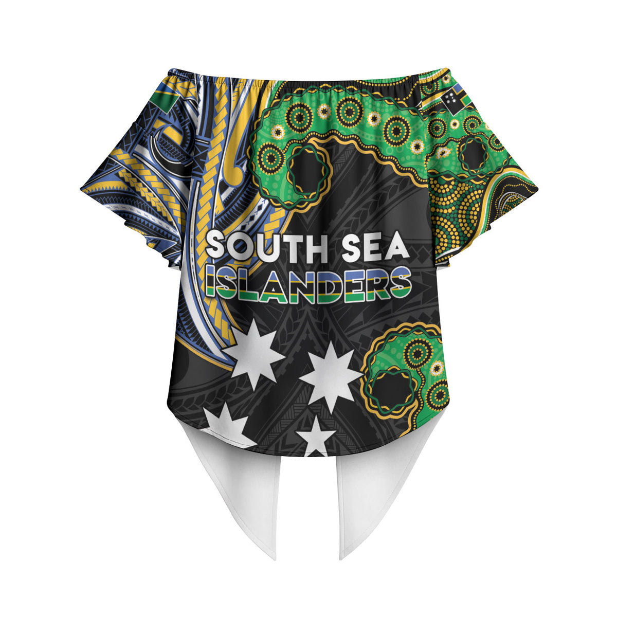 South Sea Islanders And Solomon Islands Off Shoulder Wrap Waist Top Solomons Coat Of Arms And Southern Cross DT05 - Polynesian Pride