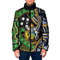 South Sea Islanders And Solomon Islands Padded Jacket Solomons Coat Of Arms And Southern Cross DT05 Men Black - Polynesian Pride
