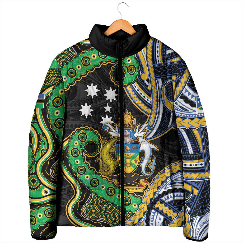 South Sea Islanders And Solomon Islands Padded Jacket Solomons Coat Of Arms And Southern Cross DT05 - Polynesian Pride