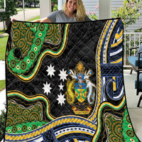 South Sea Islanders And Solomon Islands Quilt Solomons Coat Of Arms And Southern Cross DT05 Black - Polynesian Pride