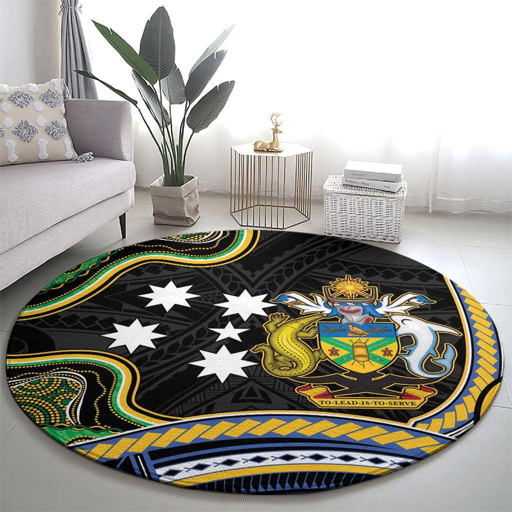 South Sea Islanders And Solomon Islands Round Carpet Solomons Coat Of Arms And Southern Cross DT05 - Polynesian Pride