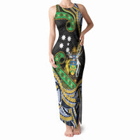 South Sea Islanders And Solomon Islands Tank Maxi Dress Solomons Coat Of Arms And Southern Cross DT05 Women Black - Polynesian Pride