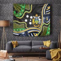 South Sea Islanders And Solomon Islands Tapestry Solomons Coat Of Arms And Southern Cross DT05 Black - Polynesian Pride