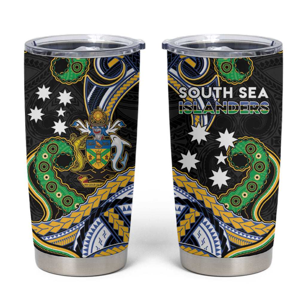 South Sea Islanders And Solomon Islands Tumbler Cup Solomons Coat Of Arms And Southern Cross DT05 Black - Polynesian Pride