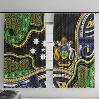 South Sea Islanders And Solomon Islands Window Curtain Solomons Coat Of Arms And Southern Cross DT05 With Hooks Black - Polynesian Pride
