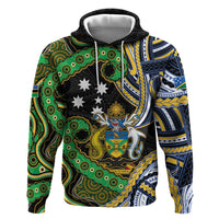 South Sea Islanders And Solomon Islands Zip Hoodie Solomons Coat Of Arms And Southern Cross DT05 Pullover Hoodie Black - Polynesian Pride