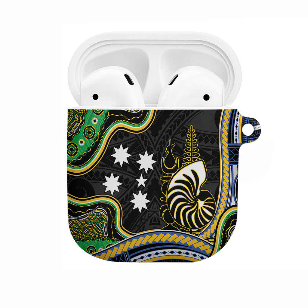 South Sea Islanders And New Caledonia AirPods Case Nautilus Shell Southern Cross Tribal Pattern DT05 Black - Polynesian Pride