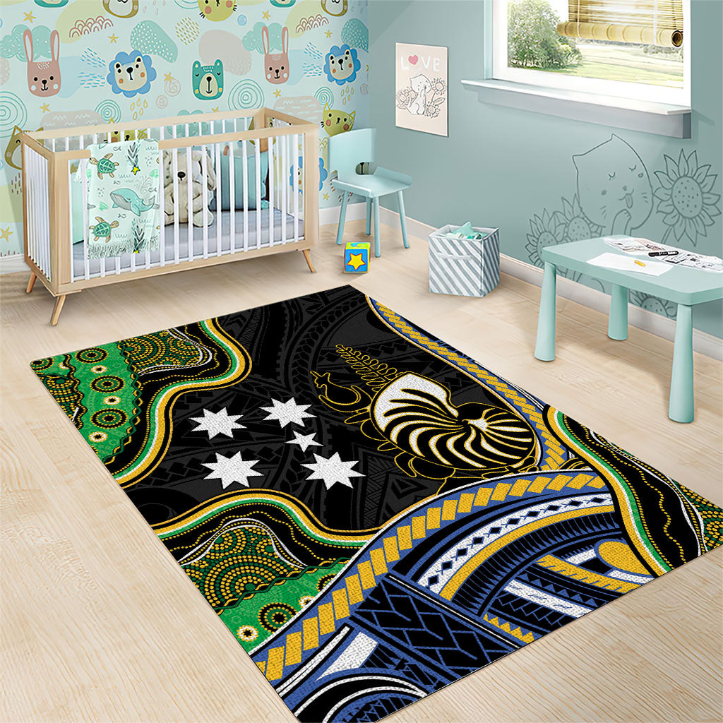 South Sea Islanders And New Caledonia Area Rug Nautilus Shell Southern Cross Tribal Pattern DT05 - Polynesian Pride