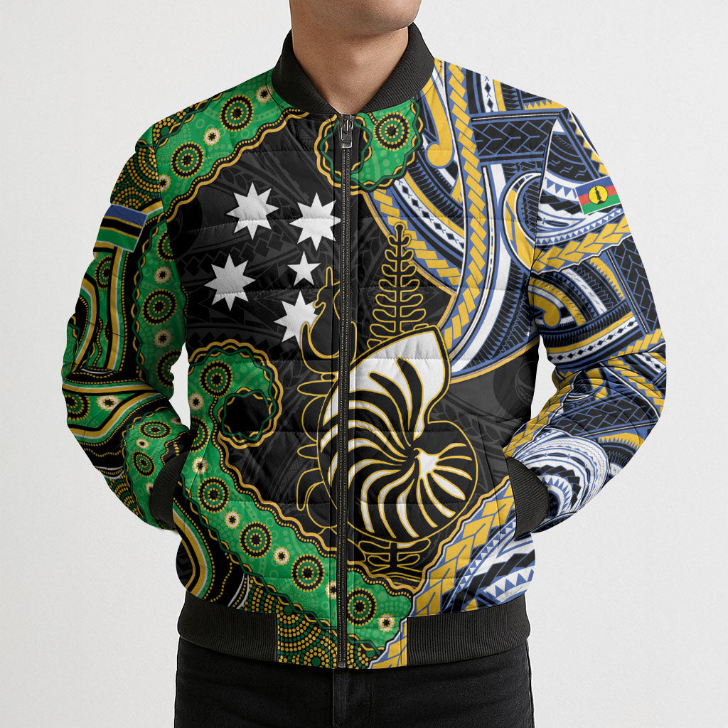 South Sea Islanders And New Caledonia Bomber Puffer Jacket Nautilus Shell Southern Cross Tribal Pattern DT05 - Polynesian Pride