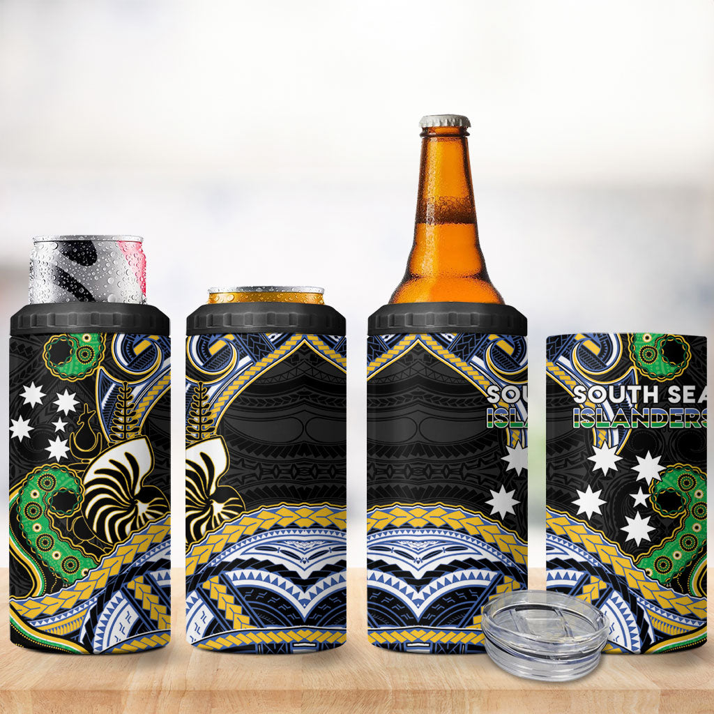 South Sea Islanders And New Caledonia 4 in 1 Can Cooler Tumbler Nautilus Shell Southern Cross Tribal Pattern DT05 - Polynesian Pride