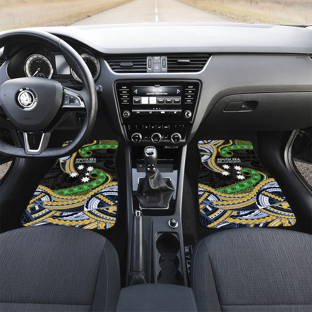 South Sea Islanders And New Caledonia Car Mats Nautilus Shell Southern Cross Tribal Pattern DT05 Set 2pcs - Front Black - Polynesian Pride