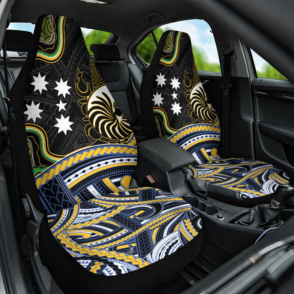 South Sea Islanders And New Caledonia Car Seat Cover Nautilus Shell Southern Cross Tribal Pattern DT05 One Size Black - Polynesian Pride